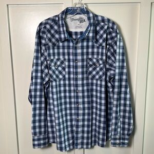 Wrangler 20X plaid pearl snap long sleeve shirt‎